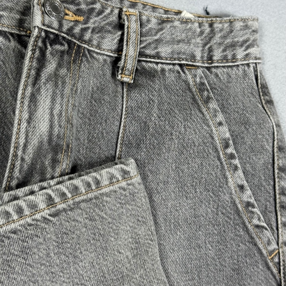 Zara Womens Grey High Waisted Wide Leg Cargo Jeans Streetwear Utility Denim